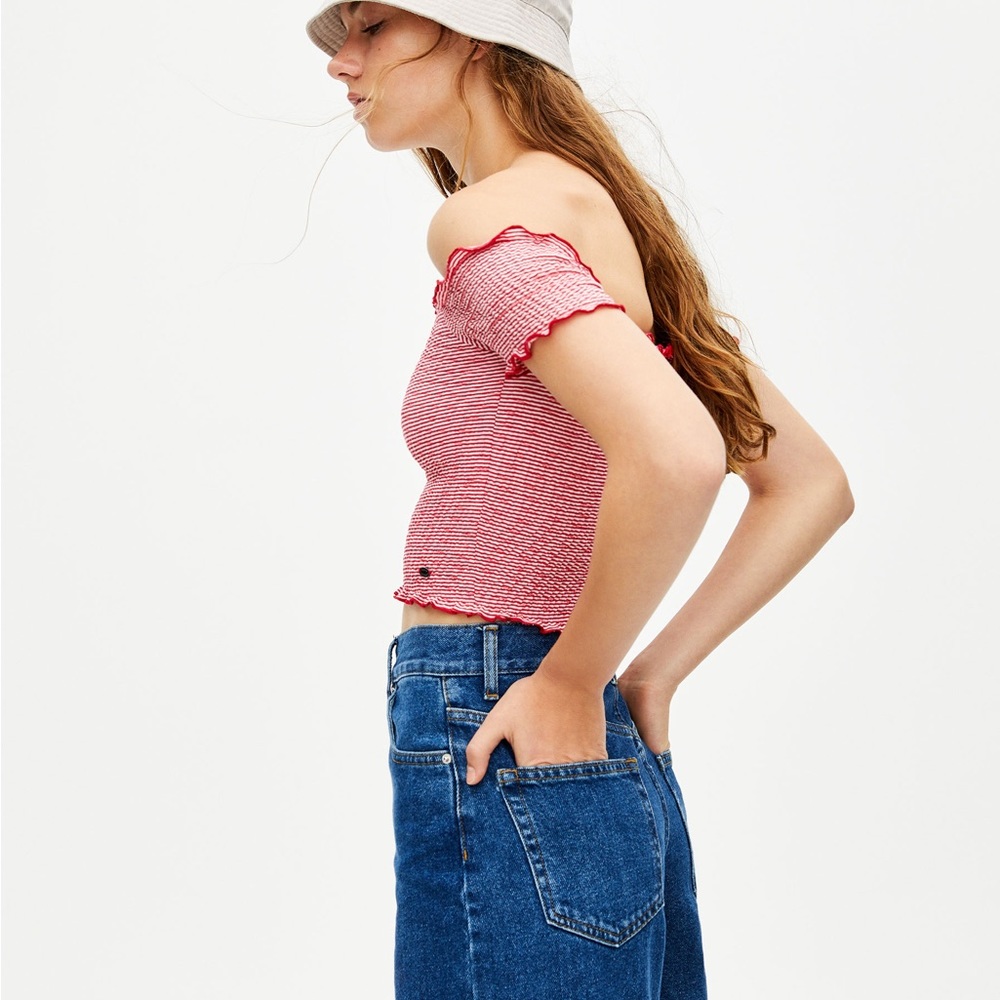 3 for $25! Striped Ruffles Ribbed Top